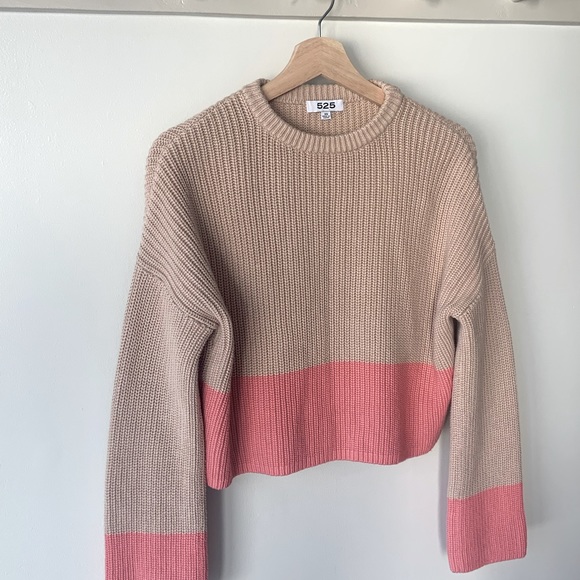 525, tan and pink 100%cotton XS cropped knit sweater - Picture 11 of 11